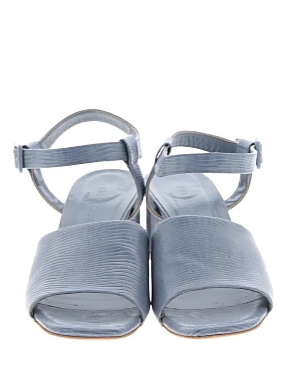 everlane blue lizard block heel sandals made in italy